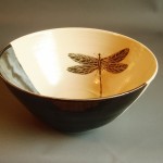 Handthrown Ceramic Bowl with Dragonfly