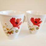 Handthrown Ceramic Mug with Red Poppy