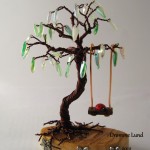 Spring Willow Copper Wire Tree Sculpture with Swing